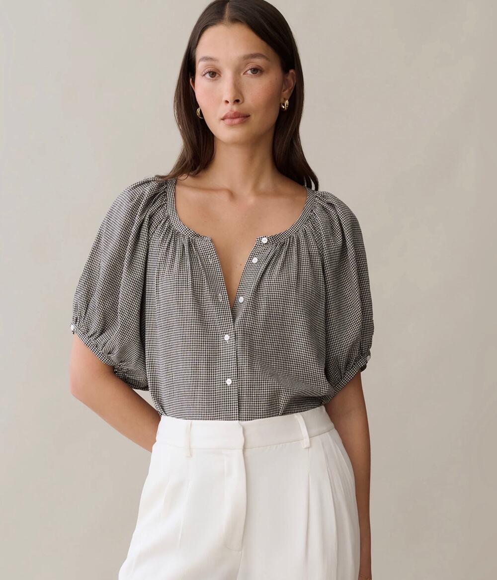 Few Moda sorella Ethyl Cotton Top black gingham  $172 Sz S